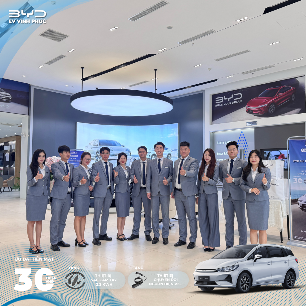 BYD VĨnh Phúc với đội ngũ nhân viên chuyên nghiệp, luôn sẵn lòng tư vấn tận tình cho quý khách hàng