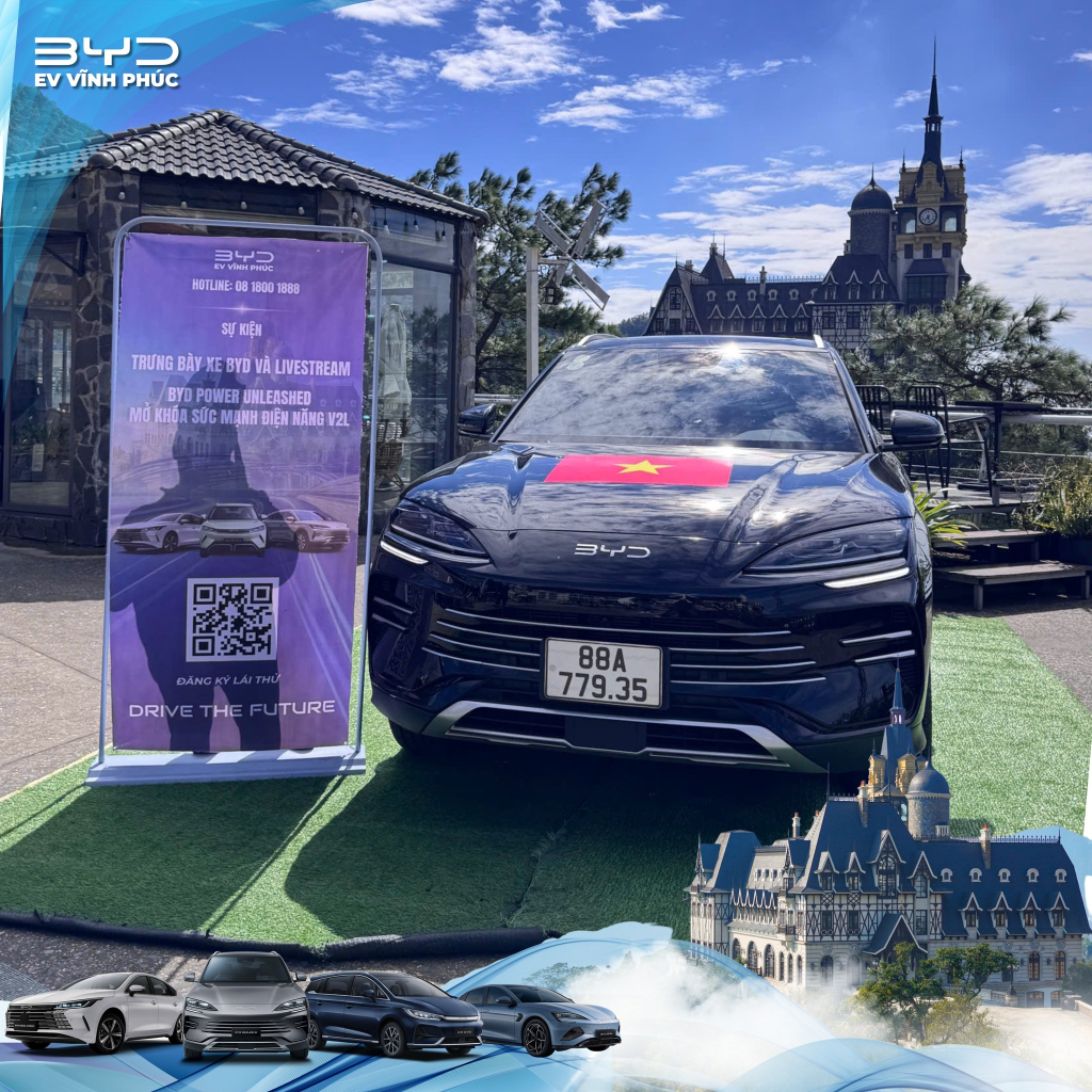 Xe BYD Sealion 6 trưng bày tại Moon Coffee Tam Đảo