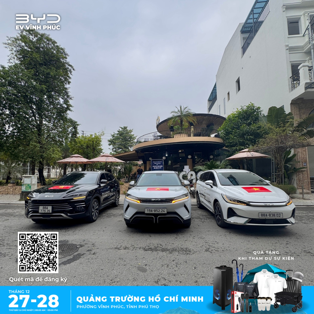 Các dòng xe BYD tại sự kiện lái thử xe BYD ở Thổ Tang