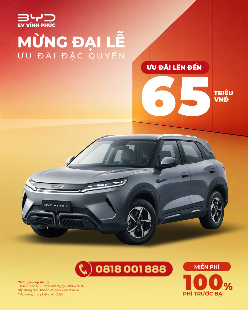 giá xe byd atto 2 phú thọ ưu đãi 65 triệu
