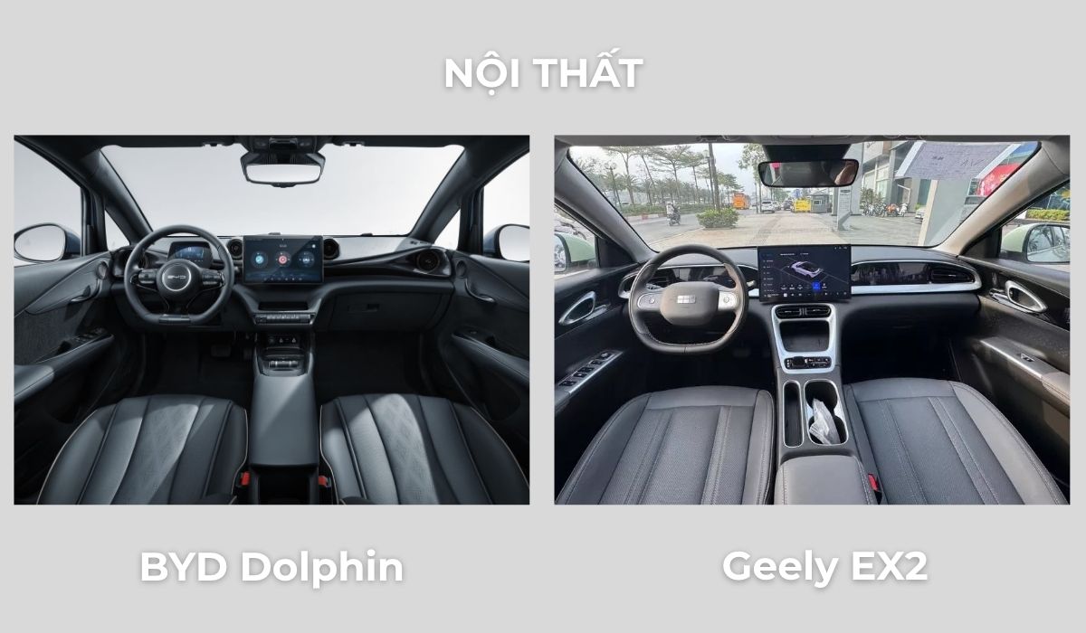 Khoang lái trên BYD Dolphin và Geely EX2