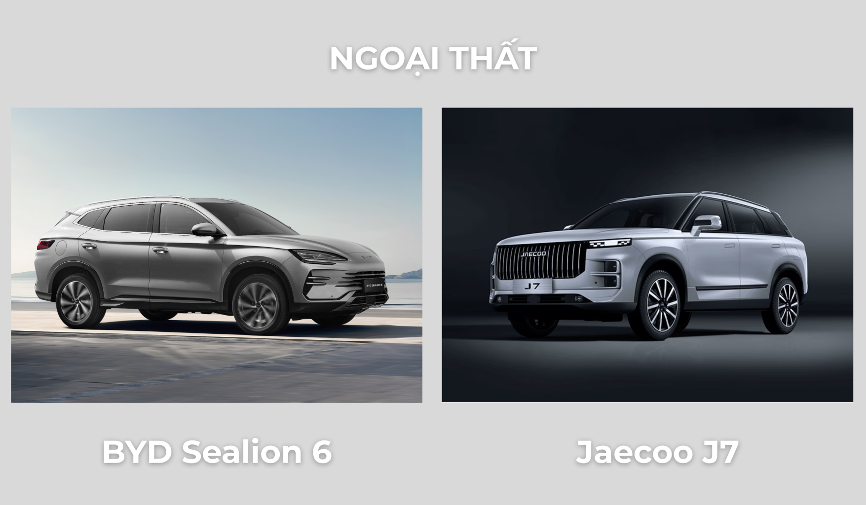 So sánh tổng quan về ngoại thất BYD Sealion 6 và Jaecoo J7 PHEV tại Phú Thọ