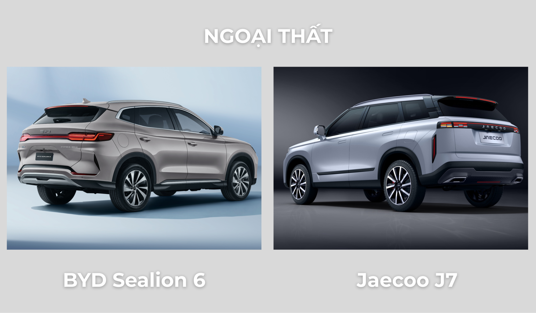 so sánh ngoại thất BYD Sealion 6 và Jaecoo J7 PHEV