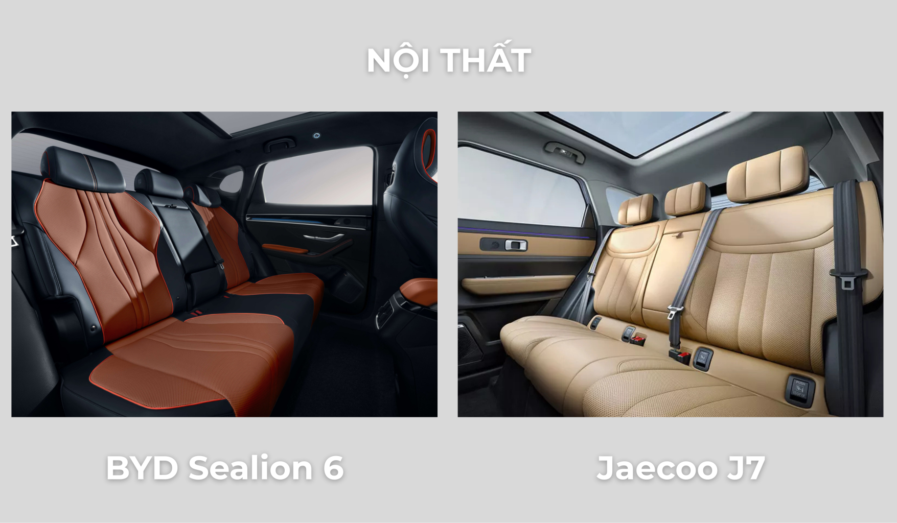 không gian hàng ghế BYD Sealion 6 và Jaecoo J7 PHEV