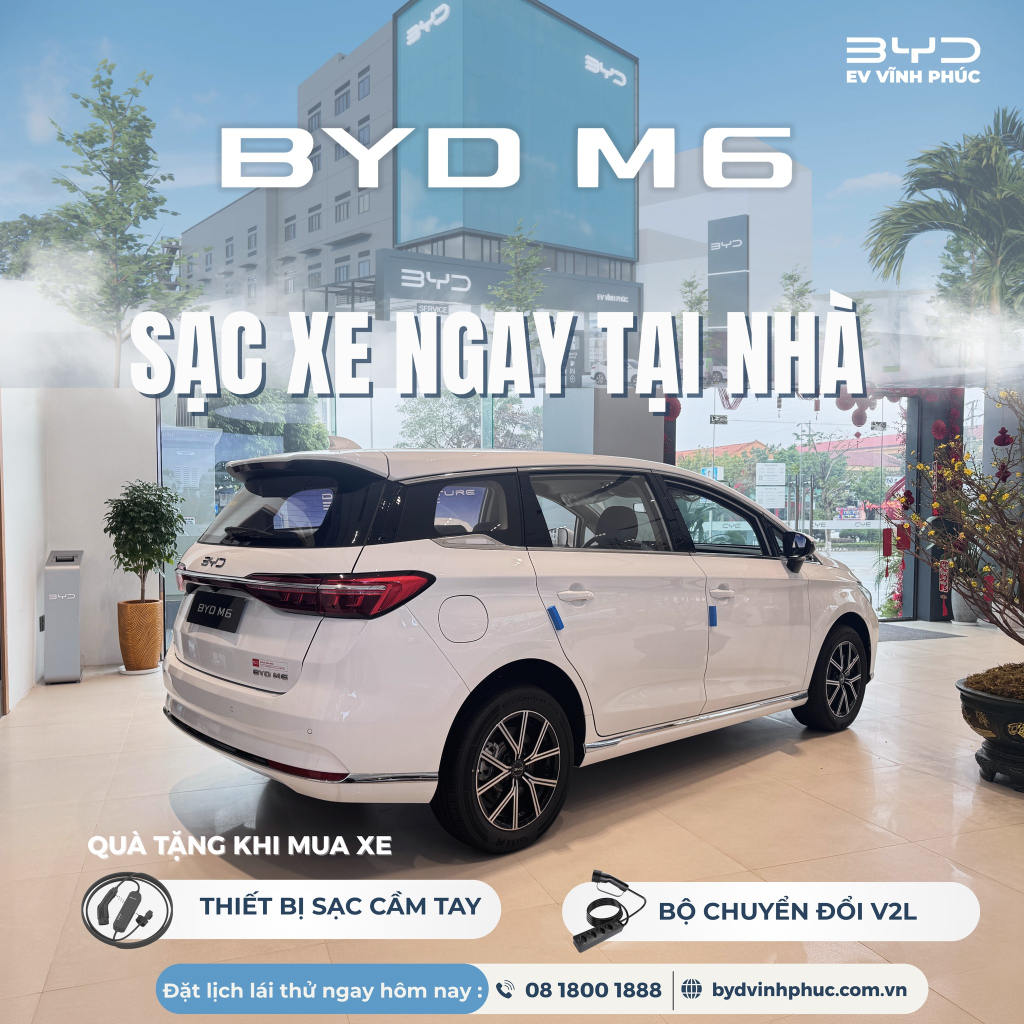 BYD M6 có thể sạc ngay tại nhà đơn giản và linh hoạt