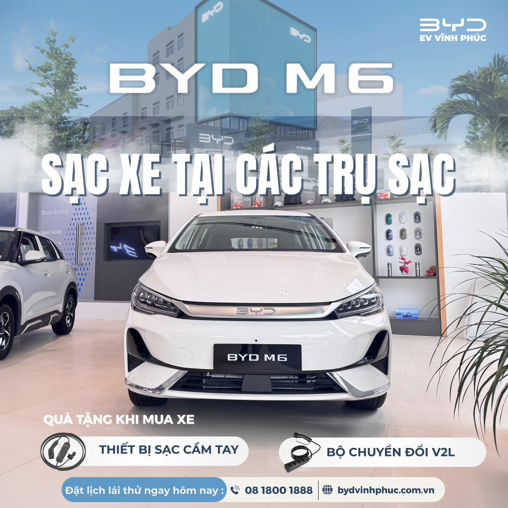 Sạc BYD M6 tại các trụ sạc công cộng - hệ thống trụ sạc ngày càng phát triển nên bạn hoàn toàn có thể yên tâm