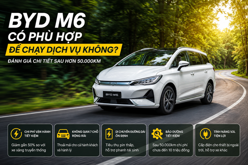 BYD M6 Có Phù Hợp Để Chạy Dịch Vụ Không? Góc Nhìn Thực Tế Sau Hơn 50.000km Vận Hành