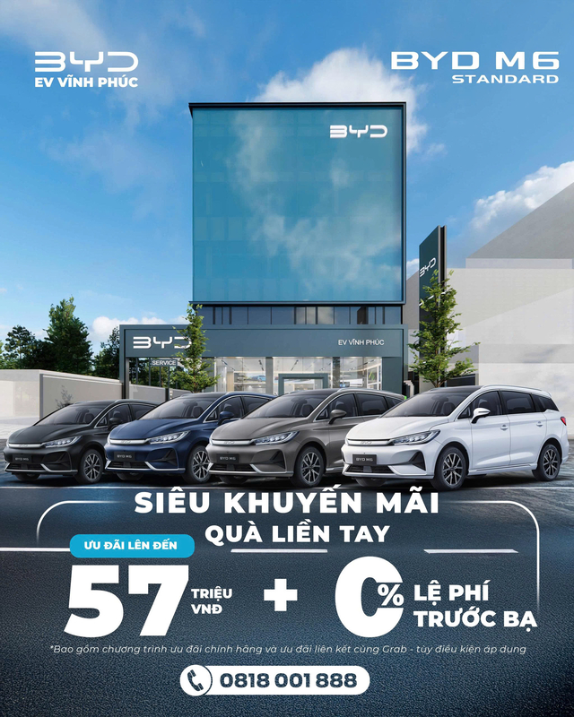 Giá lăn bánh BYD M6 tại Phú Thọ – MPV điện hiện đại, ưu đãi lên tới 57 triệu đồng!