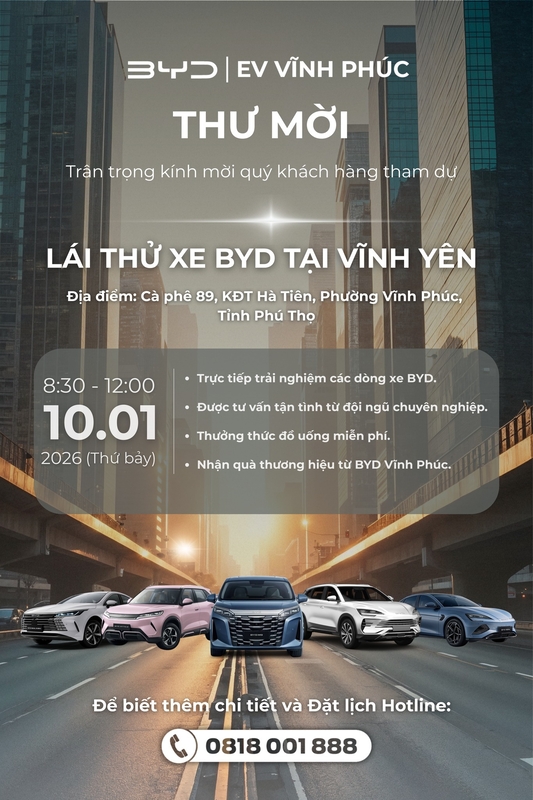 Trực Tiếp Cầm Lái Xe BYD – Trải Nghiệm Khác Biệt Từ Công Nghệ Điện & Hybrid Tại Phú Thọ
