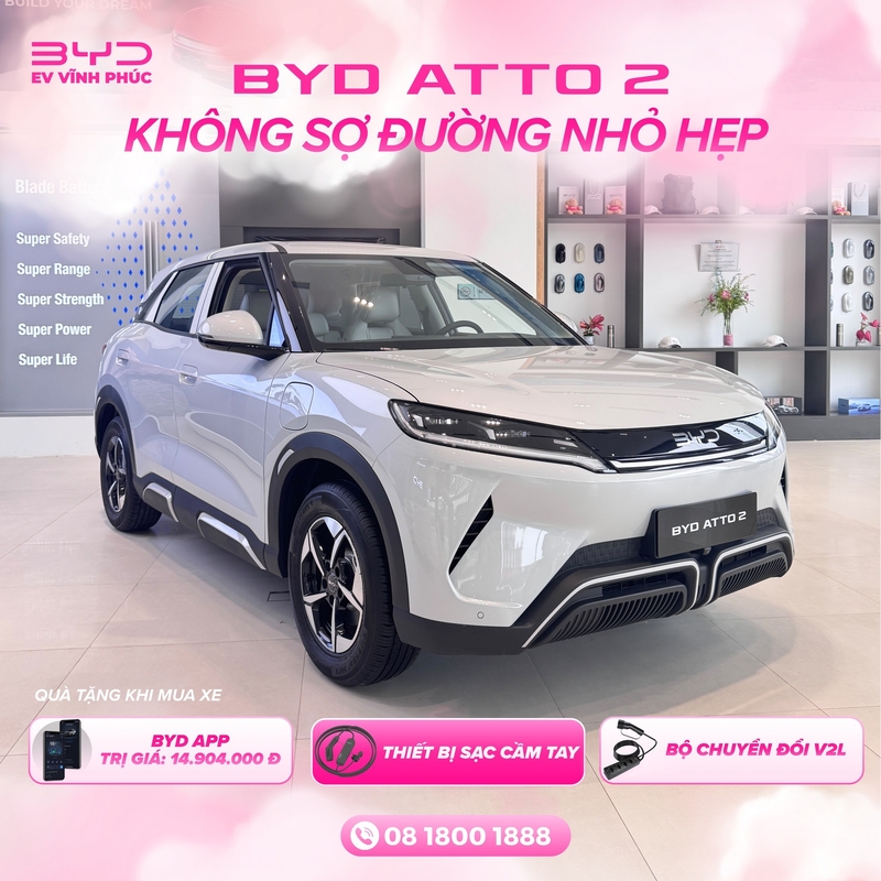 BYD ATTO 2 – SUV Điện Nhỏ Gọn Dễ Lái Cho Đô Thị, Giải Pháp An Tâm Cho Phái Nữ