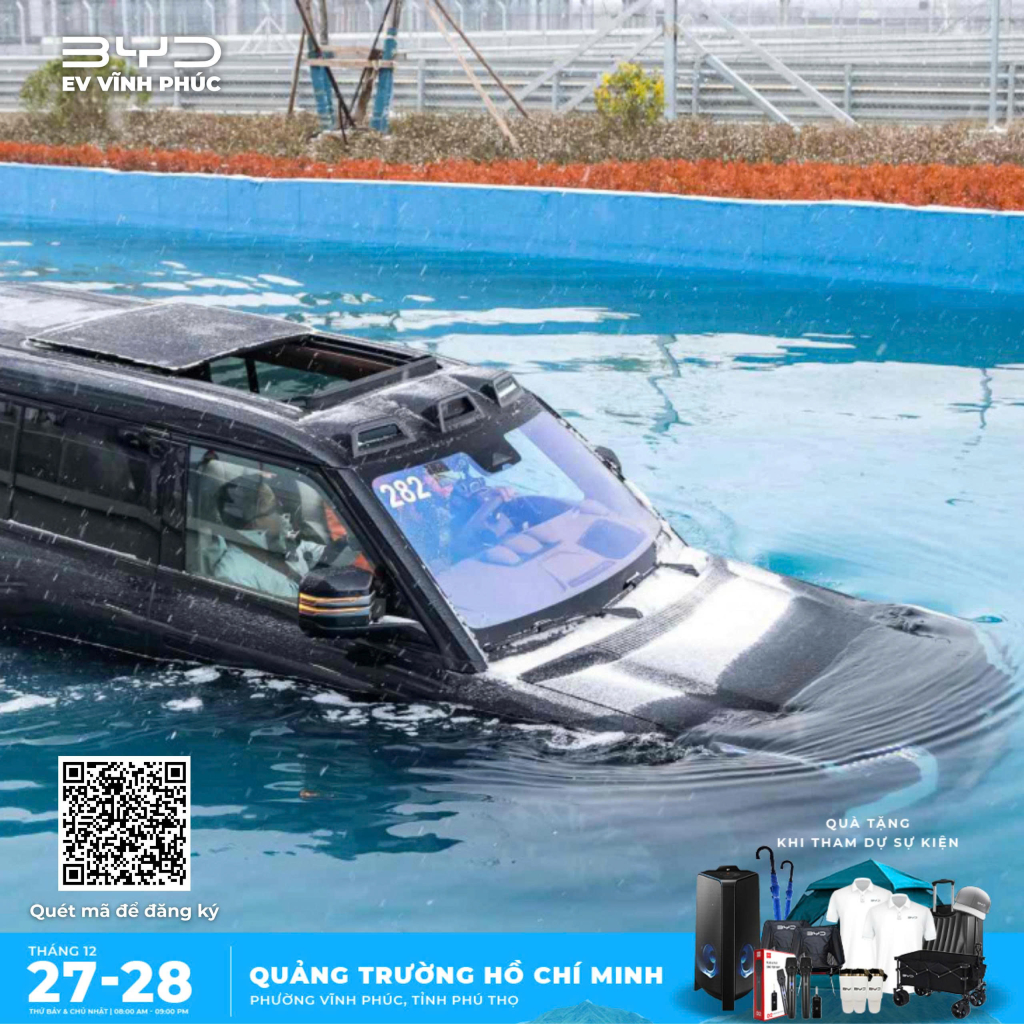 Yangwang U8 thử nghiệm lội nước sâu 70m tại trường đua đa địa hình BYD